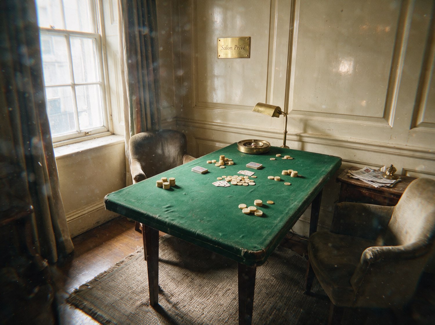 The Salon Privé — a single green baize table